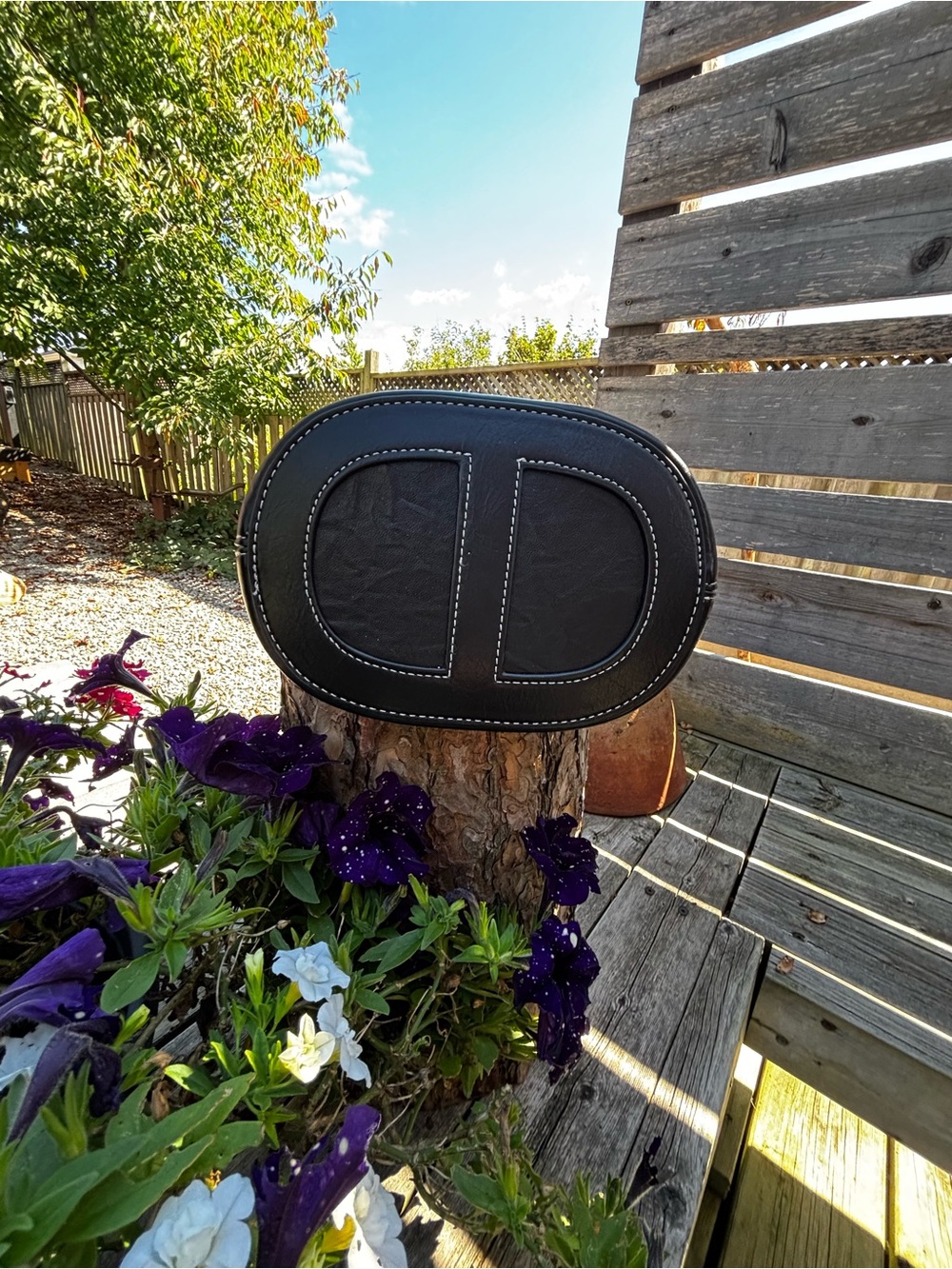 Black Vegan Leather Tote Bag with Contrast Stitching - Picture 6 of 9